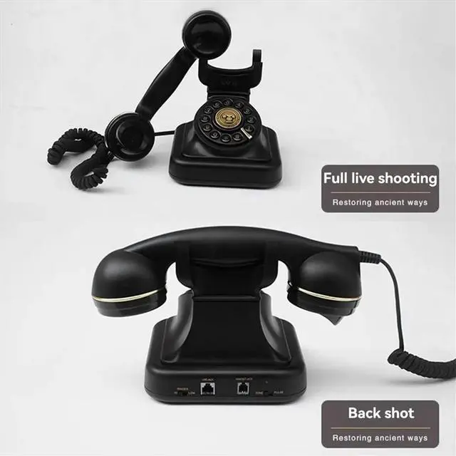 Main image of Retro Style Wired Telephone Plug-in Home Fixed Landline Antique European Telephone Fashion Decoration Black