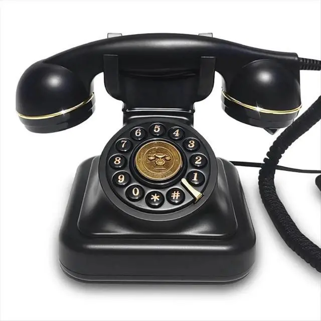 Alt view image 2 of 3 - Retro Style Wired Telephone Plug-in Home Fixed Landline Antique European Telephone Fashion Decoration Black