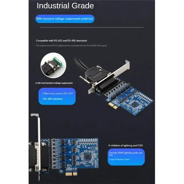Alt view image 2 of 3 - PCI-E to RS485/422 Expansion Card Industrial-Grade Serial Card Converter with Voltage Suppression Protector,2 Ports