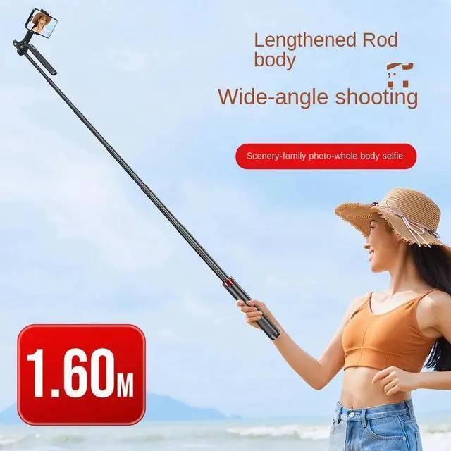 Main image of P185 Aluminum Alloy 1.6M Handheld Stabilizer Floor Telescopic Pole Quadrupod Mobile Phone Bluetooth Selfie Stick-B