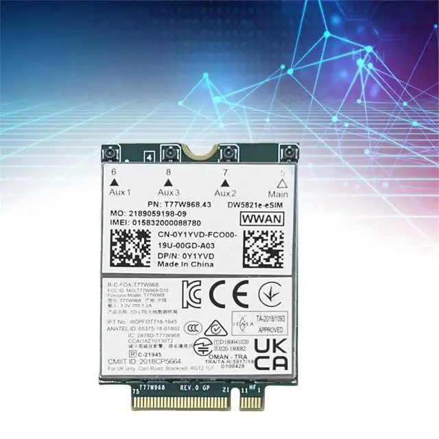 Alt view image 3 of 3 - T77W968 DW5821e E-SIM 4G LTE Module CAT16 1Gbps FDD-LTE TDD-LTE E-SIM 4G Card Module Kit 5420 5424 7424 7400