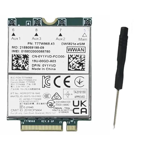 Alt view image 2 of 3 - T77W968 DW5821e E-SIM 4G LTE Module CAT16 1Gbps FDD-LTE TDD-LTE E-SIM 4G Card Module Kit 5420 5424 7424 7400