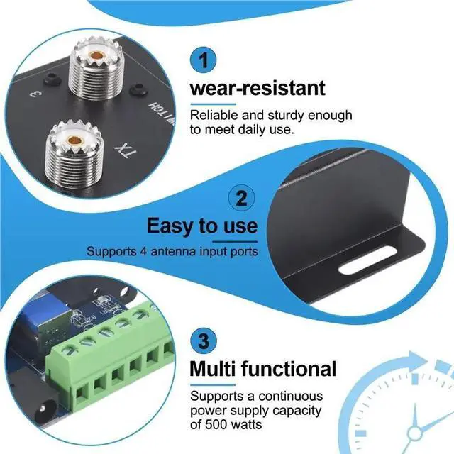 Alt view image 2 of 3 - Coaxial Remote Antenna Switch 1.8Mhz-60Mhz 500W PEP Forhigh-Power Transmission Scenarios Radio Stations Andamateur R