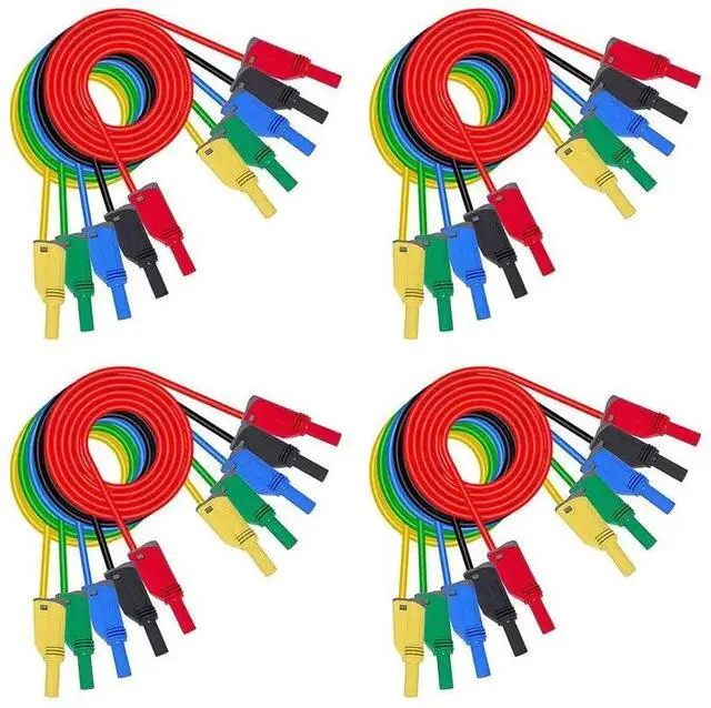 Main image of 20PCS Banana Plug Silicone Test Leads 4Mm Fully Insulated Safety Shrouded Stackable Banana Plug Extension Cable