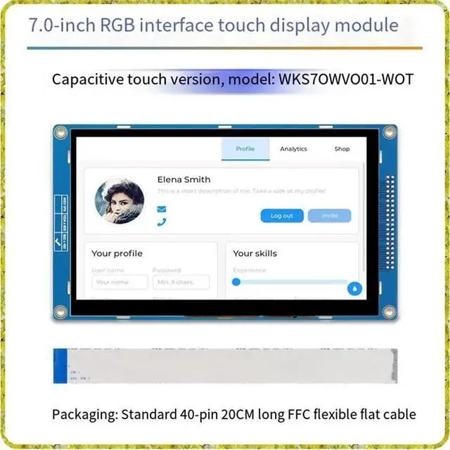Alt view image 3 of 3 - Smart Display 7 Inch 800X480 Bluetooth LCD TFT Module Development Board LVGL Display FT5446 Capacitive Touch