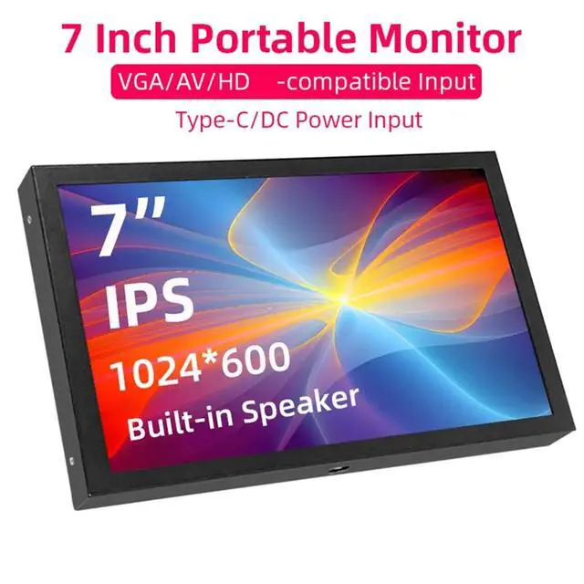 Alt view image 2 of 3 - 7 Inch Display 1024x600 IPS Screen -Compatible VGA AV Input Monitor for PC Laptop Camera TV Box RPI LCD