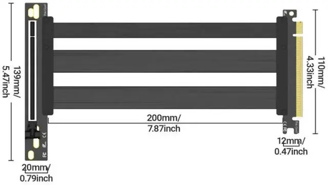 Main image of PCIe 5.0 Riser Cable GPU Vertical Mount Extension Cable Compatible with PCIE 4.0/3.0 for RTX5090/RX8900 GPU