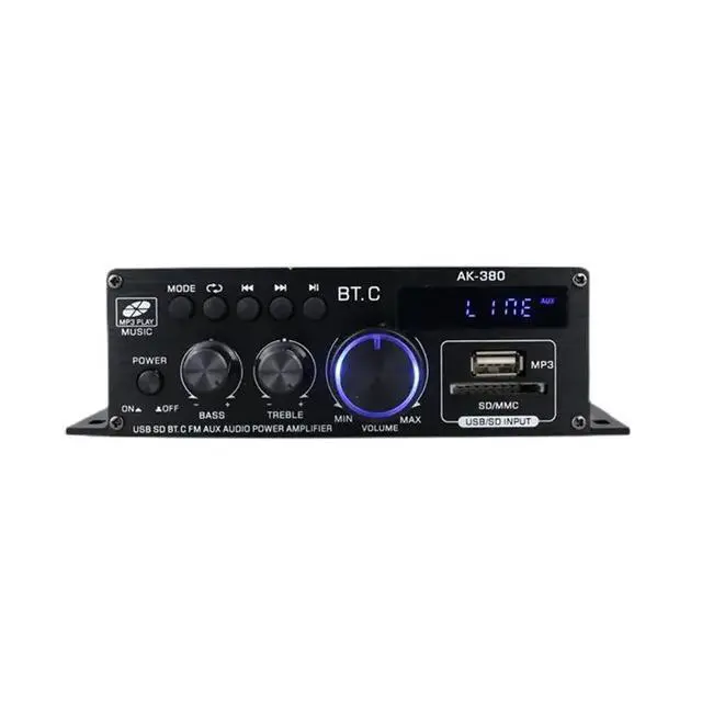 Alt view image 2 of 3 - Ak380 800W 12V Power Amplifier Bluetooth Stereo Home Car BASS Audio Amp Music Player Car Speaker Class D FM USB/SD S