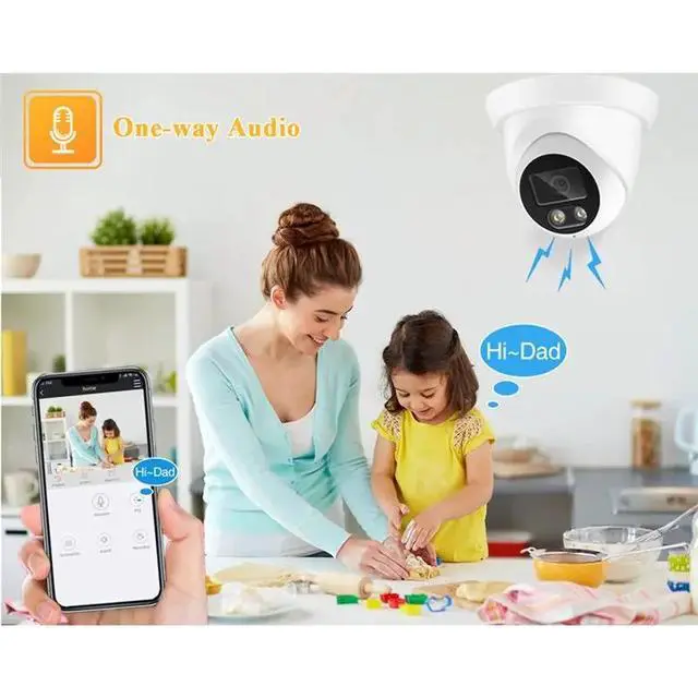 Alt view image 3 of 3 - IDUD AI Powered 8MP POE CCTV IP Camera Double Light H. 265 Built-In MIC Support ONVIF/NTP/DHCP Radiator Night Vision 2.8MM