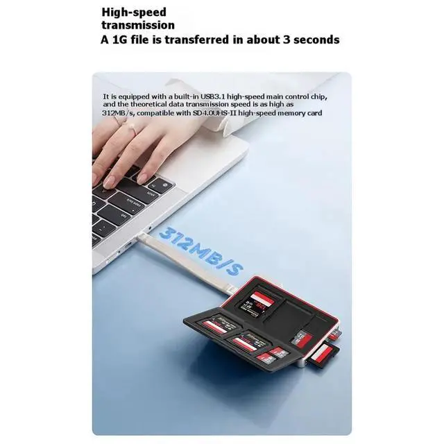 Alt view image 2 of 3 - DC01 Memory Card Case Dual-Slot Simultaneous Card Reader for Camera Smartphone for Photography Travel Storage
