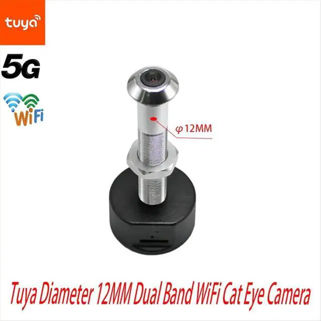 Alt view image 3 of 3 - Tuya Diameter 12MM Wide Angle Fisheye Dual Frequency Door Eye Silver+Black
