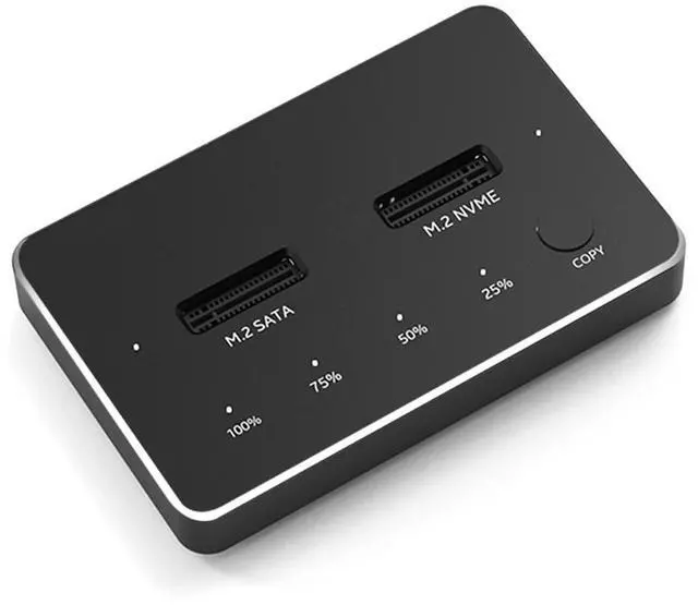 Alt view image 2 of 3 - M.2 SATA/NVMe Dual-Bay Hard Drive Docking Station Clone Offline Clone M.2 SSD Duplicator Data Transmission Usb US Plug