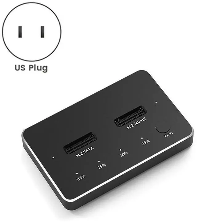 Alt view image 3 of 3 - M.2 SATA/NVMe Dual-Bay Hard Drive Docking Station Clone Offline Clone M.2 SSD Duplicator Data Transmission Usb US Plug