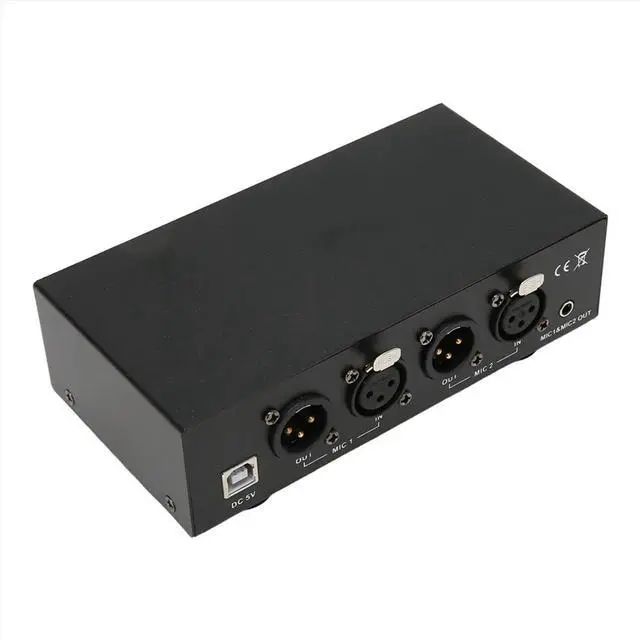 Main image of 2 Channel 48V Phantom Power Supply, Universal Compact Phantom Power for Condenser Microphone Music Recording Equipment