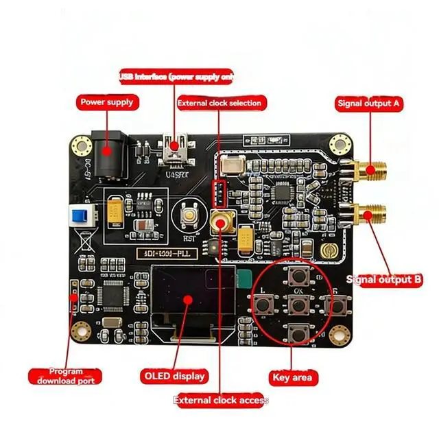 Alt view image 3 of 3 - ADF4351-OLED Wideband Phase-Locked Loop Frequency Synthesizer 35MHz-4.4GHz Signal Source SMA Output Module