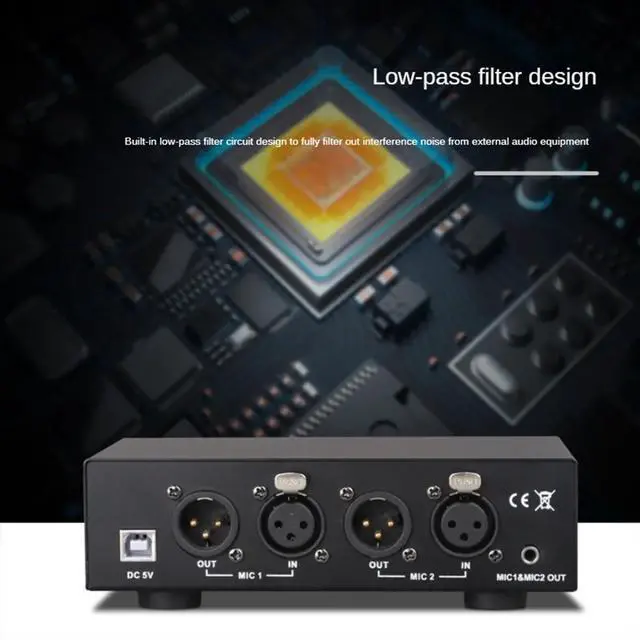 Alt view image 3 of 3 - 2 Channel 48V Phantom Power Supply, Universal Compact Phantom Power for Condenser Microphone Music Recording Equipment