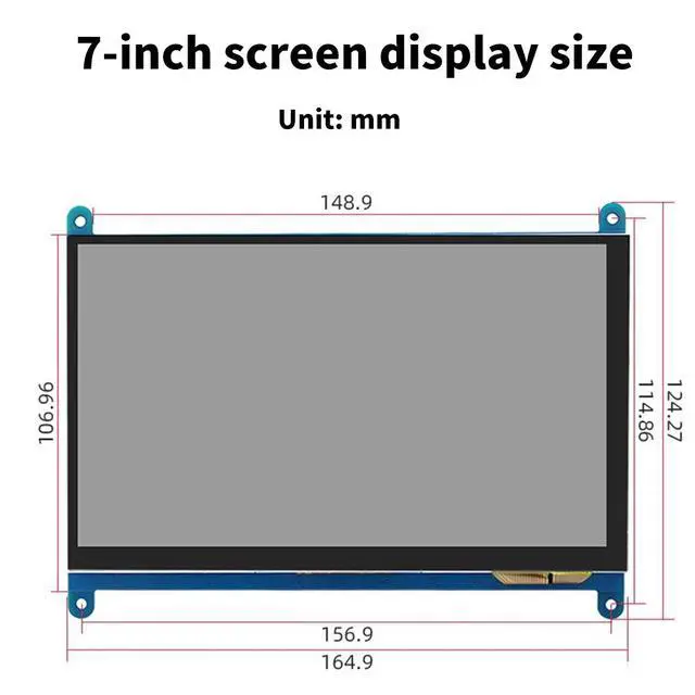 Alt view image 2 of 3 - For 5 7 Inch Touch Screen 1024x600 IPS Display with Holder -Compatible Interface Capacitive Monitor