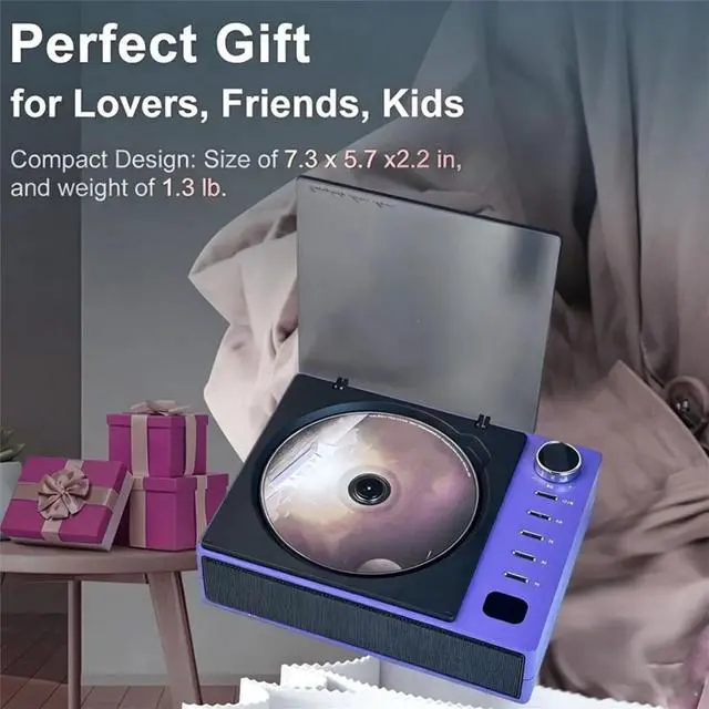 Main image of CD Player Personal Desktop CD Player Speakers Bluetooth Rechargeable Small Compact Retro CD Players for Hotels