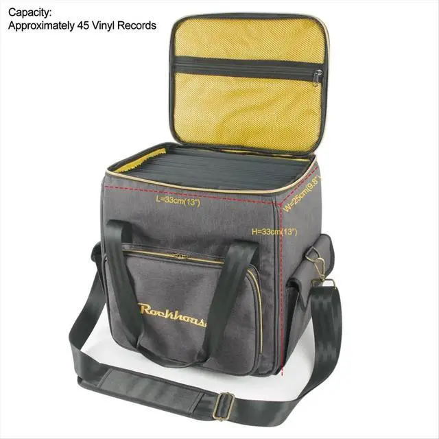 Alt view image 2 of 3 - Vinyl Records Carrying Bag for 12inch Vinyl Records LP Vinyl Record Storage Bag Holds Up to 45 Vinyl Albums