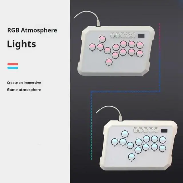 Alt view image 3 of 3 - A50 Controller Gaming Keyboard RGB Light Joystick Controller for //PC/Steam Fightstick Keyboard