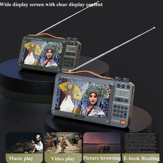 Main image of F51 Retro Video Radio Bluetooth Speaker All Band FM/MW/SW Radio Mp3 Music Player Subwoofer-Gray