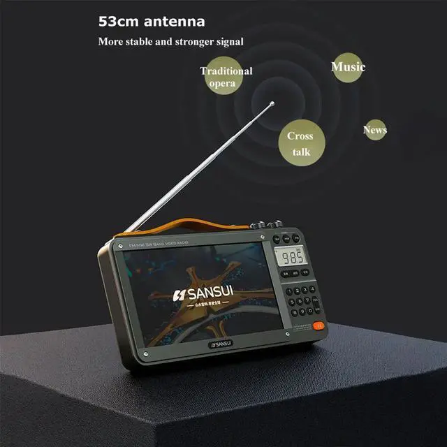 Alt view image 2 of 3 - F51 Retro Video Radio Bluetooth Speaker All Band FM/MW/SW Radio Mp3 Music Player Subwoofer-Gray