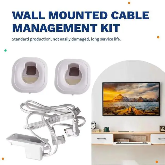 Alt view image 2 of 3 - USB And Typ Type-C Port Cord Hider For Wall Mount For TV In-For Wall Cable Management Kit With Recessed Power Outlet, US Pl