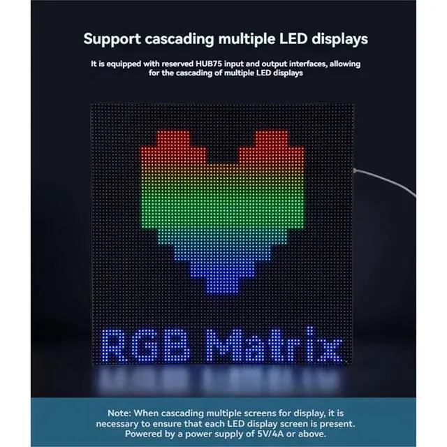 Alt view image 2 of 3 - P4 LED Matrix Panel RGB Full-Color LED Display Module 80x40 Pixels 1/20 Scan HUB75 Interfaces for DIY Screen Billboards