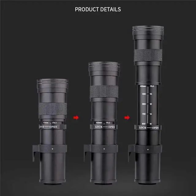 Alt view image 3 of 3 - Lightdow 420-800Mm F8.3-16 Super Telephoto Zoom Lens For , Manual Focus EF