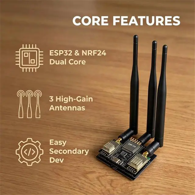 Alt view image 2 of 3 - DevKitC + NRF24L01 PA 2.4GHz Development Board Supports Bluetooth Scanning Communication for DIY Electron