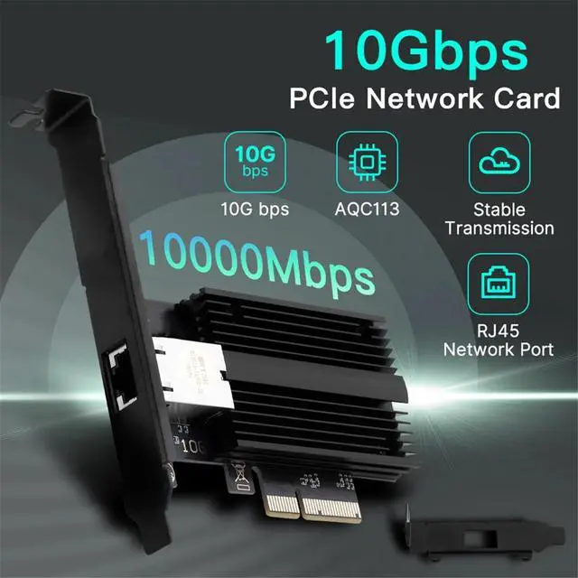 Alt view image 3 of 3 - 10GBps AQC113 PCIE to RJ45 Network Card 1G/2.5G/5G/10Gbps RJ45 Interface Ethernet Wired LAN Adapter for Desktop Win10/11