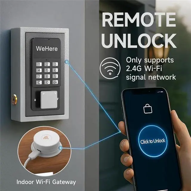 Alt view image 3 of 3 - W100 Smart Bridge Gateway And Door Sensor Set For Wehere Smart Lockboxes, APP Control For Home Office Security