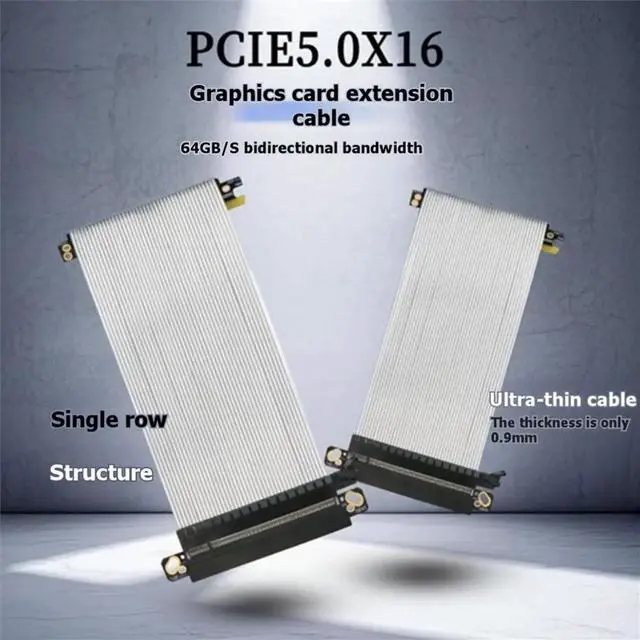 Alt view image 2 of 3 - PCIe5.0 X16 Riser Cable GPU Extension Wire GEN5 64GB/S for ITX Chassis Mini Case 5090/4090 RX 7900 XTX 18.5CM