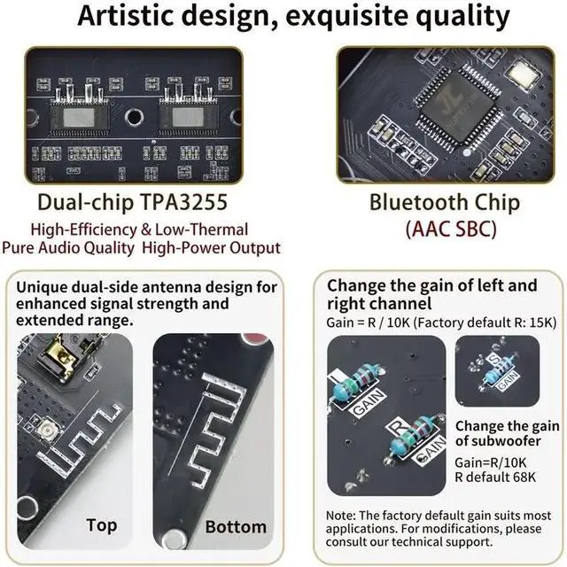 Alt view image 2 of 3 - DP600H 2.1 Channel Bluetooth Amplifier Board 300Wx2 Subwoofer DC 19-51V With Cooling Fan Support AUX U Disk FLAC APE MP3