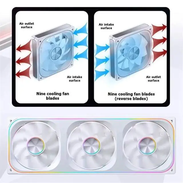 Alt view image 2 of 3 - -360 Case Cooling Fan ARGB 12cm Connected Building Block Fan PWM Silent Chassis Fans Black