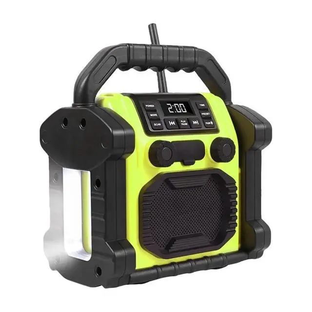 Alt view image 3 of 3 - Outdoor Radio Bluetooth Speaker, IP66 Waterproof FM Clock Radio with LED Lights for /Fishing/Party/Camping
