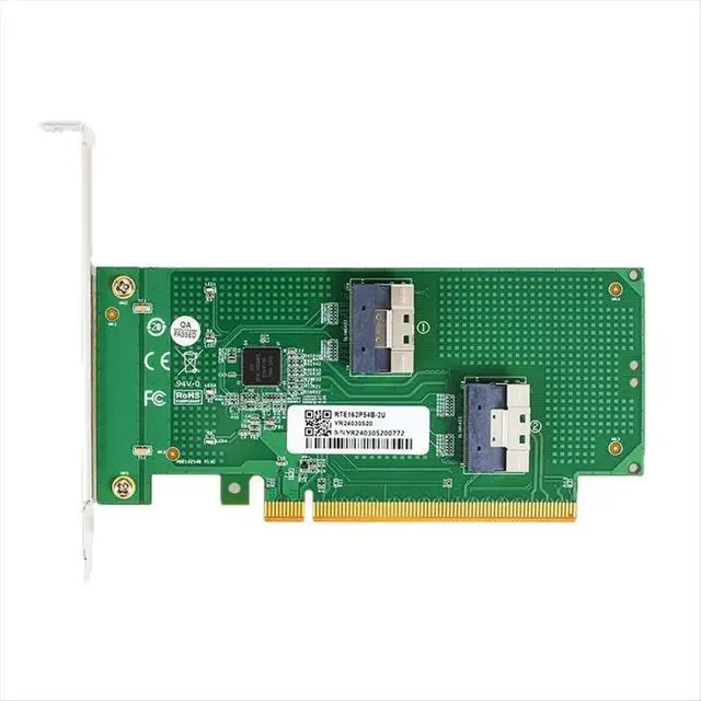 Alt view image 2 of 3 - Dual-Channel PCIe X16 to 2x SlimSAS SFF-8654 8i Adapter Card XIC PE4165 PCI4.0 Extension Adapter