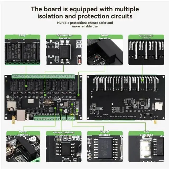 Alt view image 2 of 3 - - Industrial 8CH Wi-Fi Network Relay RS485+PoE Network Port Support RS485 Bluetooth or Wi-Fi Remote Control