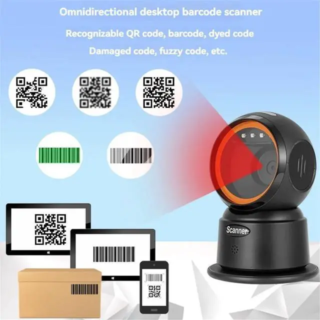 Alt view image 3 of 3 - 2D QR Bluetooth Hands-Free Omnidirectional USB Reader 1D QR Screen Scanning