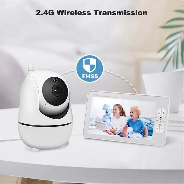 Alt view image 2 of 3 - 5 Inch Video Baby Monitor Indoor Two-Way Audio Mother Kids Surveillance 2.4G Mini PTZ Home Security Cam
