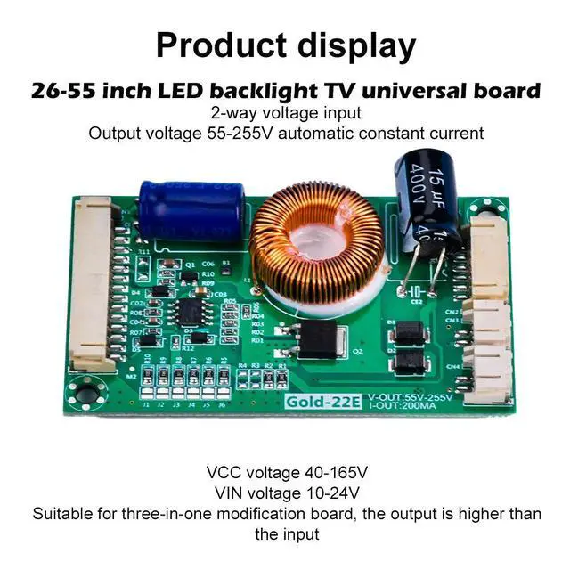Alt view image 5 of 6 - 22-60 inch LED LCD TV backlight constant current booster board 55-255V output constant current board TV backlight driver board