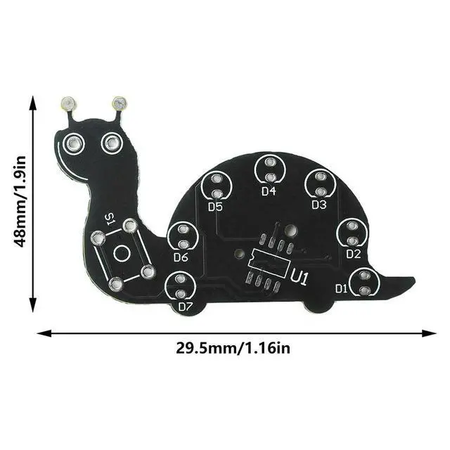 Alt view image 6 of 6 - Mini PCB Soldering Board Kit Snail Shaped 7 Green LED STC8G1K17 Electronic DIY Project STEM Teaching Soldering Practice Parts