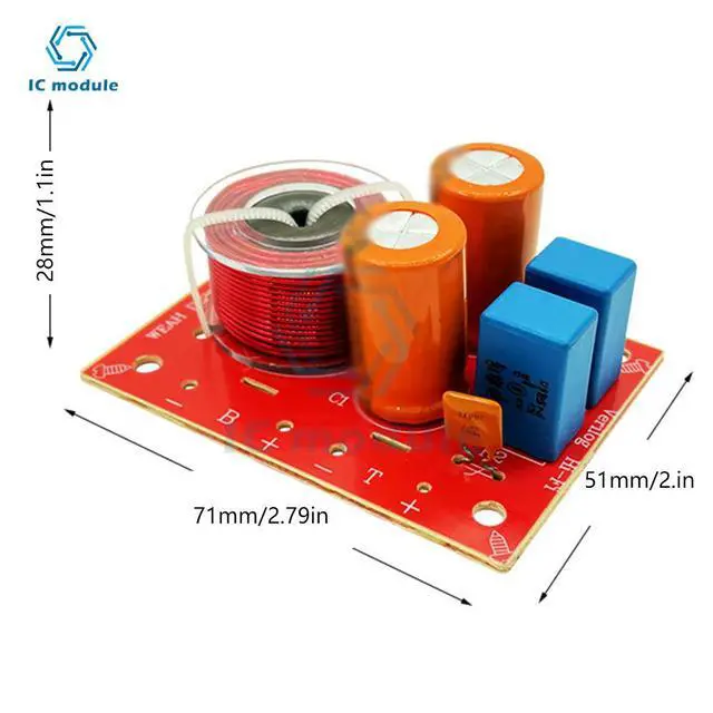 Alt view image 6 of 6 - 2 Ways 80W Hi-Fi Audio Speaker Crossover Treble Bass Independent Crossover Home Speakers Frequency Divider