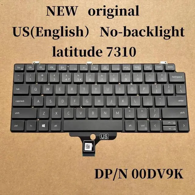 Main image of 100%US English For Latitude 7310 laptop keyboard No-backlight 0DV9K 00DV9K