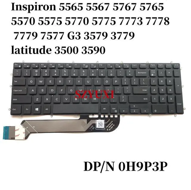 Main image of US For Inspiron 5565 5567 5767 5765 5570 5575 5770 5775 7773 7778 7779 7577 latitude 3500 3590 keyboard H9P3P no-BL
