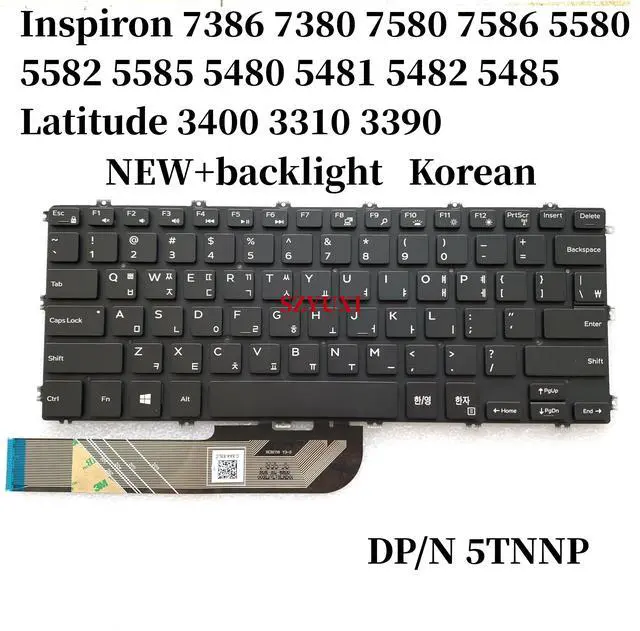 Main image of Korean Backlit For Inspiron 7386 7380 7580 7586 5580 5582 5585 5480 5481 5482 5485 Latitude 3400 3310 Keyboard 5TNNP