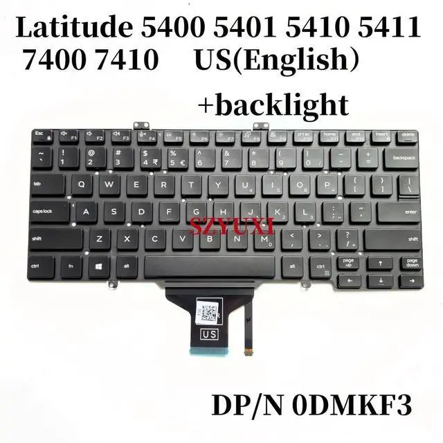 Main image of 100%US English For Latitude 5400 5401 5410 5411 7400 7410 laptop keyboard backlight DMKF3 0DMKF3
