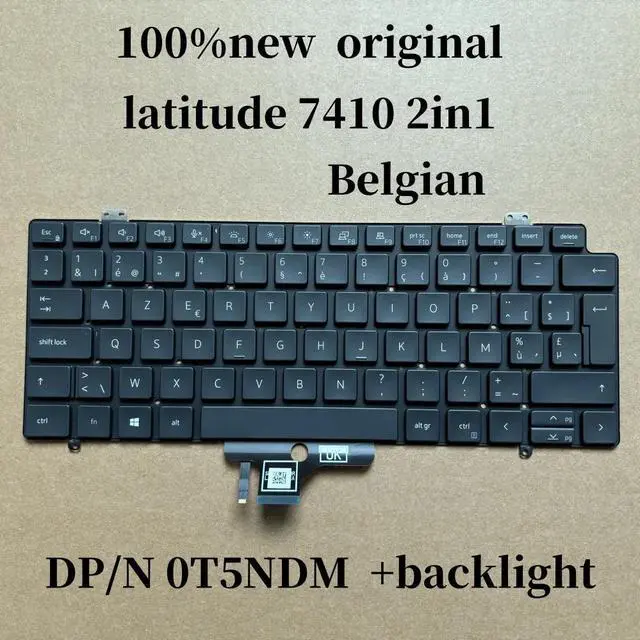 Main image of 100%Belgian For Latitude 7410 2in1 Laptop Keyboard Backlight T5NDM 0T5NDM