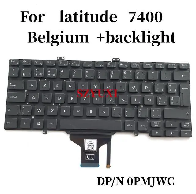 Main image of 100%Belgium BE For Latitude 5400 5401 5410 5411 7400 7410 laptop keyboard backlight PMJWC 0PMJWC NSK-EWEBC