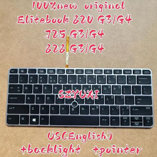 Alt view image 2 of 3 - 100%US English Forelitebook 820 G3 G4 725 G3 G4 828 G3 G4 laptop keyboard backlight 826630-001 813301-001